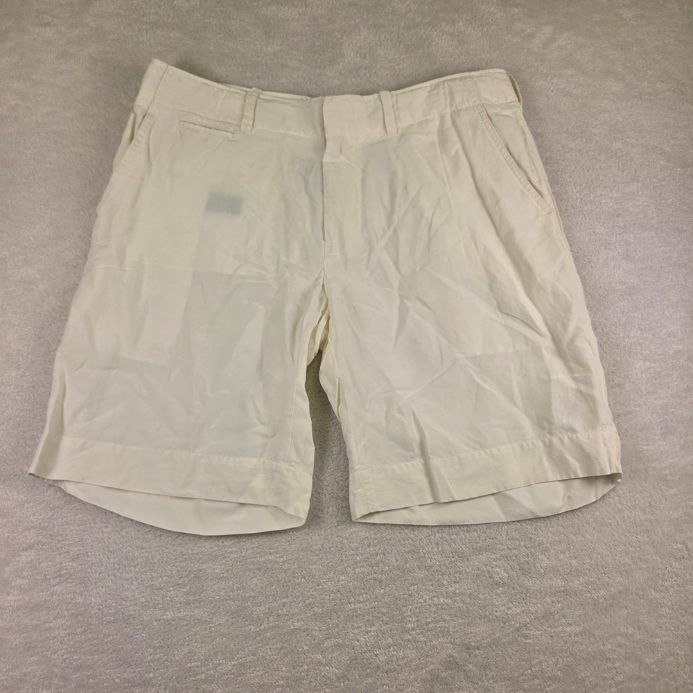 Polo Ralph Lauren Mens Cream Linen Silk Blend Shorts Size 38 White Flat Front